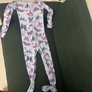 Place Kids One Piece Footie with Butterfly Design - Pink and Purple